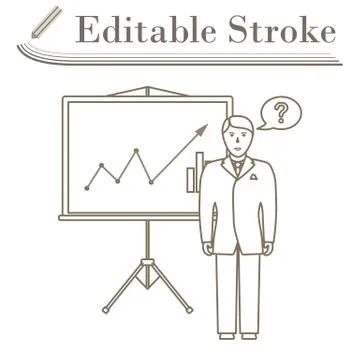 Clerk Near Analytics Stand Icon Stock Illustration