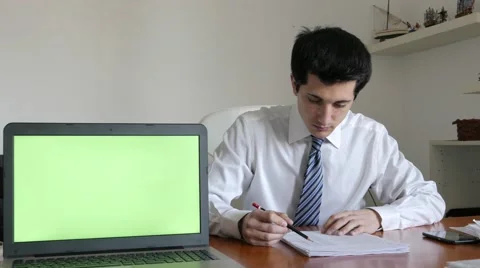 Clerk yawns at work Stock Footage 61940737