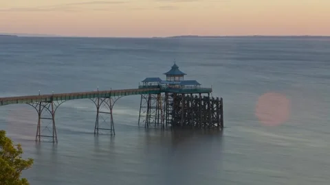 Clevedon Pier Sunrise Timelapse Over Calm Sea 4K Timelapse Stock Footage 319098265