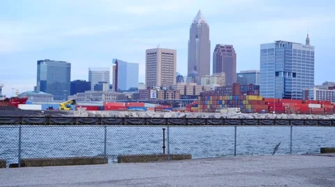 Cleveland, downtown from the docks Stock-Footage 57671139