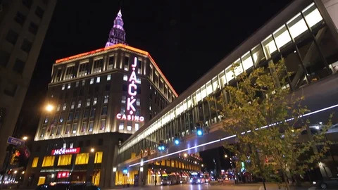 Cleveland Jack Casino Night Intersection 스톡 동영상 95771229