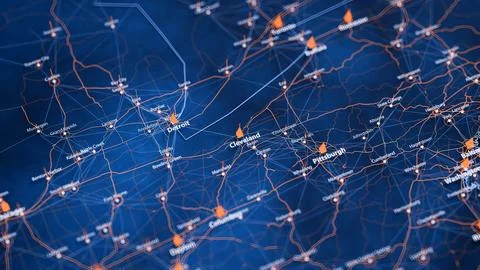 Cleveland map big data visualization. Futuristic map infographic of city in USA Stock Illustration