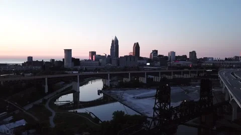 Cleveland Ohio Skyline Stock Footage