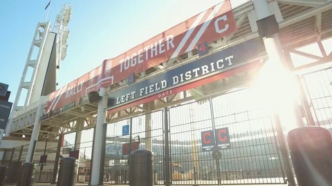 CLEVELAND, PROGRESSIVE FIELD, LEFT FIELD GATE EXTERIOR VIEW, OUTSIDE STADIUM Stock Footage 70064320