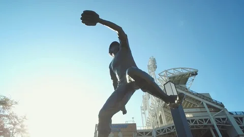 CLEVELAND, PROGRESSIVE FIELD STATUE OF BOB FELLER Stock Footage 70064086