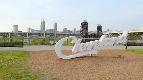 Cleveland Script Sign Stock Footage 155514340