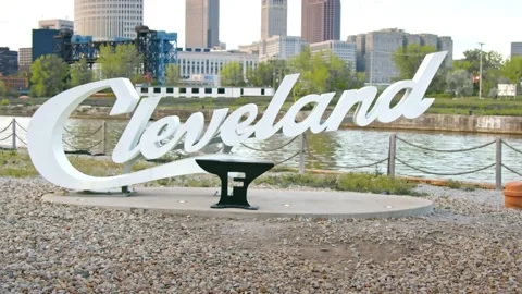 Cleveland Script Sign at the Foundry Stock Footage 155516571