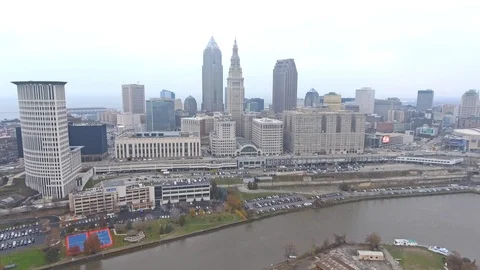 Cleveland Skyline Aerial 4 Stock Footage 103621353