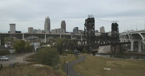 Cleveland Skyline Stock Footage 90789291