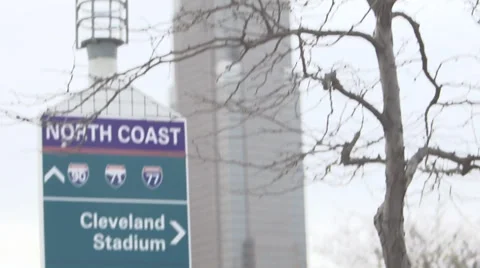 Cleveland Stadium Sign Stock Footage 33237084
