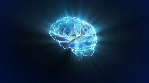 Clever brain rotating glow flare for medical concept Stock Footage 8360030