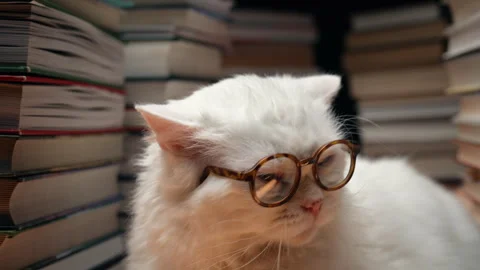 Clever enjoying white cat, getting high Stock Video Pond5