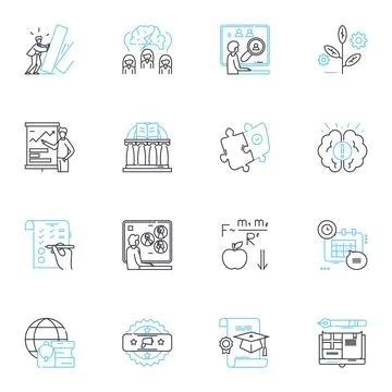Clever learning linear icons set. Innovative, Resourceful, Strategic, Analytical Stock Illustration