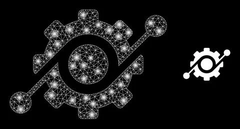 Clever Machine Icon - Wire Frame Mesh with Lightspots Illustrazione stock