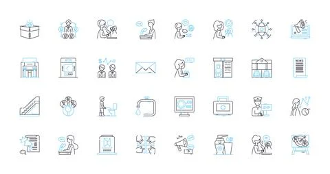 Clever masses linear icons set. Innovative, Resourceful, Intelligent, Ingenious Stock Illustration