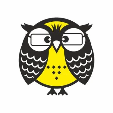 Clever owl with glasses Stock Illustration