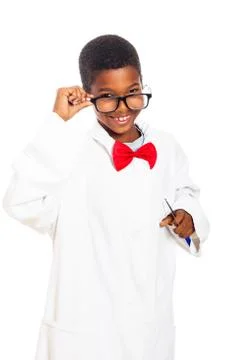Clever scientist boy Stock Photos