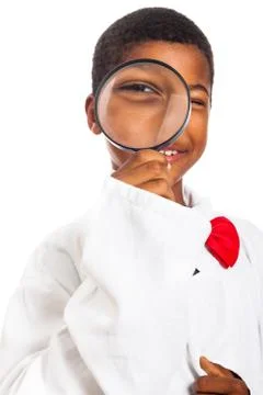 Clever scientist child exploring Stock Photos