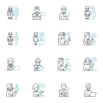 Clever tasks linear icons set. Creative, Innovative, Resourceful, Strategic 스톡 일러스트