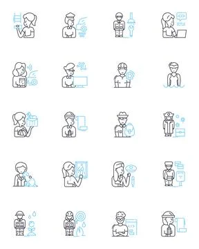 Clever tasks linear icons set. Creative, Innovative, Resourceful, Strategic 스톡 일러스트
