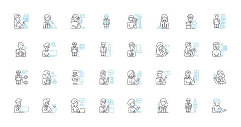Clever tasks linear icons set. Creative, Innovative, Resourceful, Strategic 스톡 일러스트