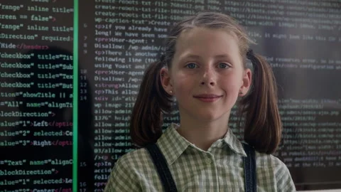 Clever Youthful Learner of Modern Programming School Looking at Camera Stock Footage 316476242