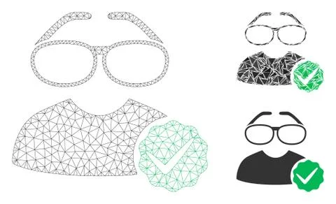 For Clevers Vector Mesh Network Model and Triangle Mosaic Icon Illustrazione stock