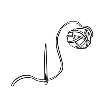 Clew of thread in line vector illustration Stock Illustration