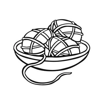 Clew of thread in line vector illustration Illustrazione stock