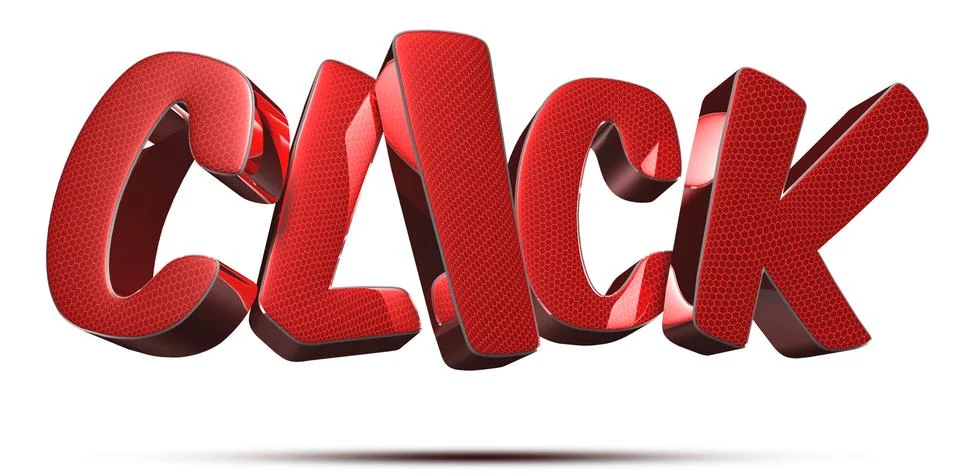 Click 3d rendering on white background.(with Clipping Path). Stock Illustration