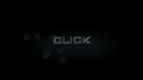 Click 3D title metal text on black alpha channel background Stock Footage 256579983