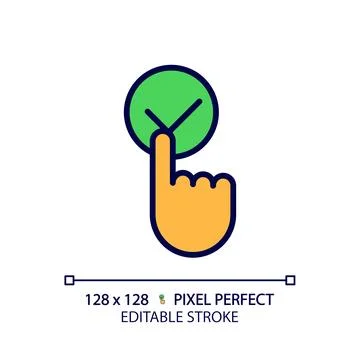 Click accept button pixel perfect RGB color icon Stock Illustration