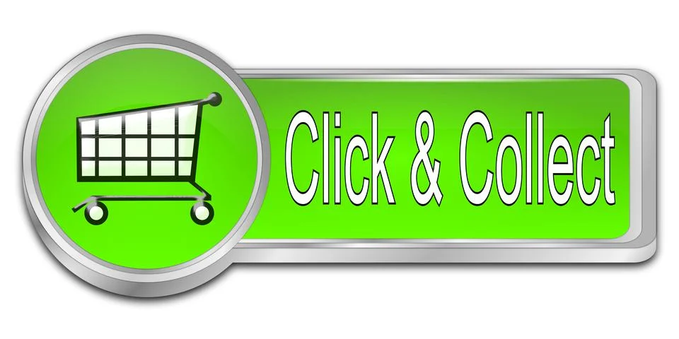 Click and Collect Button - 3D illustration Stock Illustration