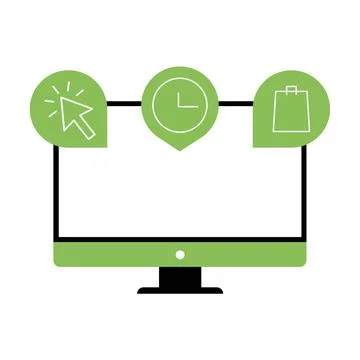 Click and collect with computer Stock Illustration