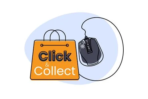 Click and collect with computer mouse Illustrazione stock
