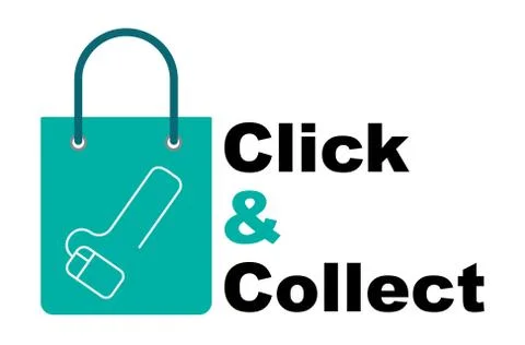 Click and collect concept vector online shopping concept Stock Illustration