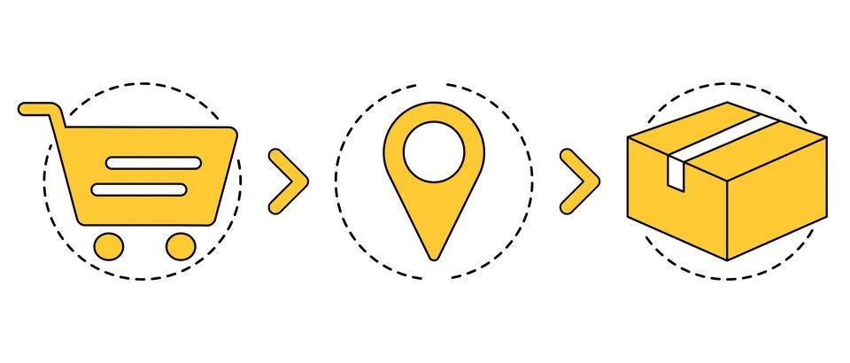 Click and collect concept vector. Online shopping. Shopping, select store, pick Stock Illustration