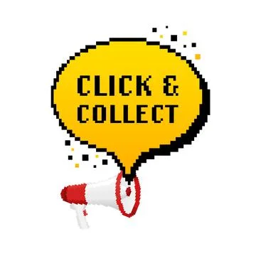 Click and collect megaphone in pixel style. Web banner. Vector illustration Stock Illustration