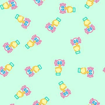 Click and go app label product caution vector seamless pattern Illustrazione stock