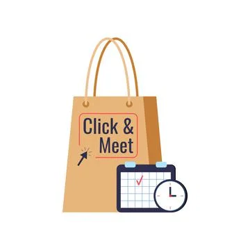 Click and meet visit time and date icon isolated on white background. Stock Illustration