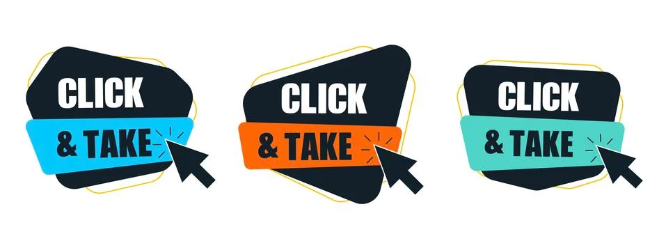 Click and take on speech bubble. Vector Stock Illustration