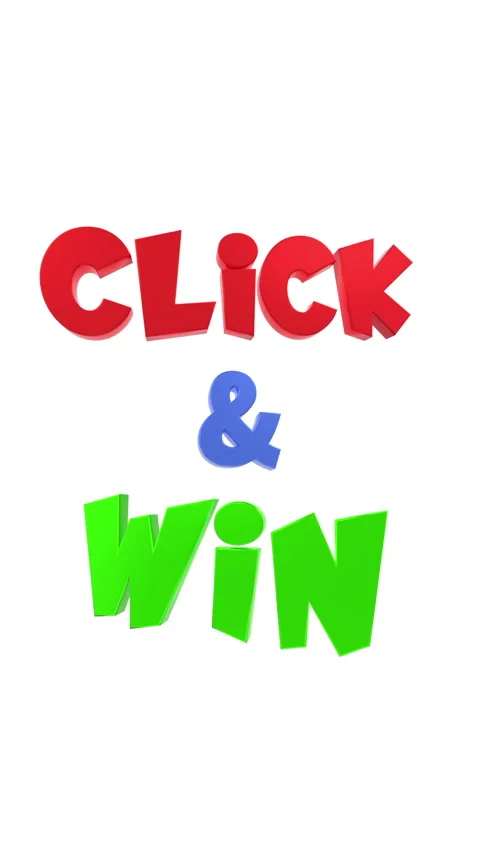 Click and win, pop up sign in blue, green and red colors, vertical format. Stock Footage 316321156