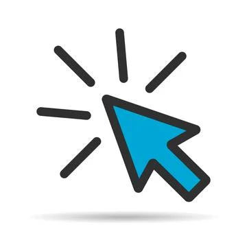 Click arrow mouse shadow icon, web button cursor. Digital design vector illus Illustrazione stock