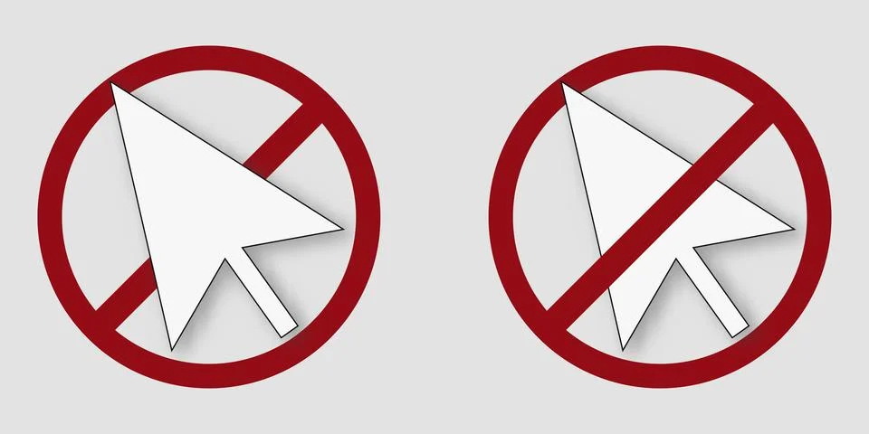 Click ban prohibit icon. Not allowed click mouse. Stock Illustration