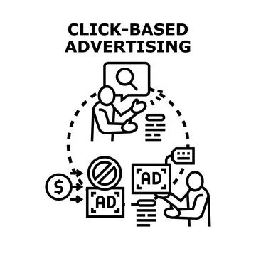 Click based advertising digital marketing strategy concept Stock Illustration