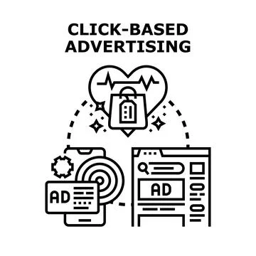 Click based advertising generating online customer engagement and sales Stock Illustration