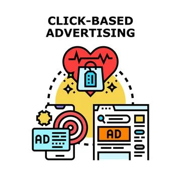 Click based advertising generating online customer engagement and sales Stock Illustration