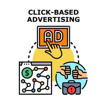 Click based advertising strategy developing business success Stock Illustration