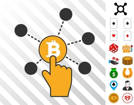 Click Bitcoin Node Icon with Bonus Stock Illustration
