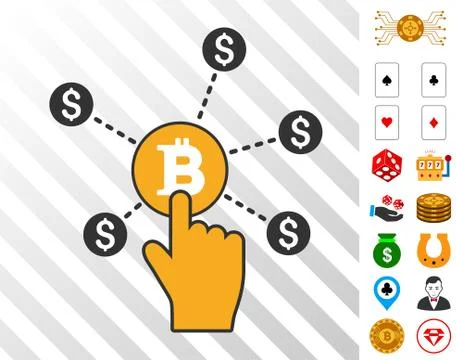 Click Bitcoin Node Icon with Bonus Stock Illustration